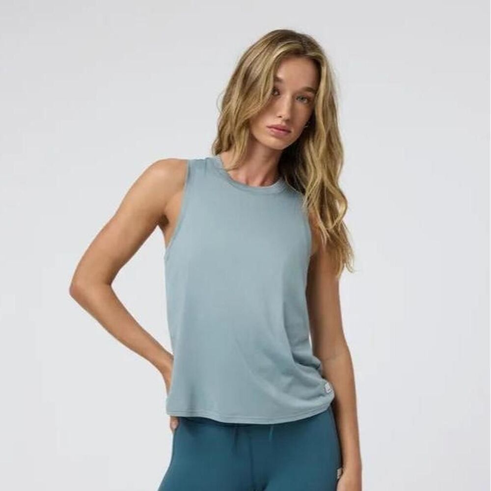 Vuori Womens Tank Top Energy Top Long Mist Light Blue Large